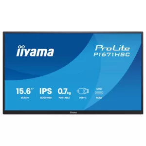 iiyama ProLite P1671HSC-B1, Leather Cover, 39.6 cm (15,6''), Full HD, USB-C, kit, black